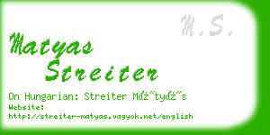 matyas streiter business card